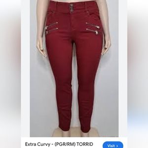 Torrid Jeans Women's 20R Cranberry Jegging 4 Zipper Premium Stretch Denim